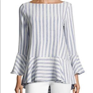 Alice + Olivia Trumpet Sleeve Peplum Top NWOT